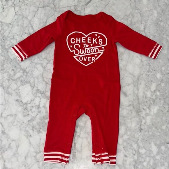 Cat & Jack Red 'Cheeks to Swoon Over' Kids One Piece - Picture 1 of 3